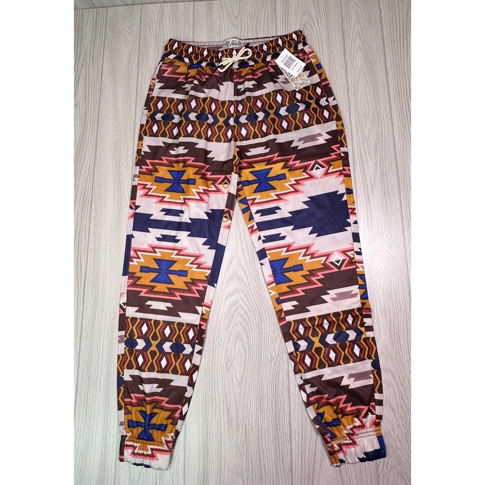 Fresh Prints of Bel-Air Mens Tribal Geometric Jogger‎ Pants Natural M
